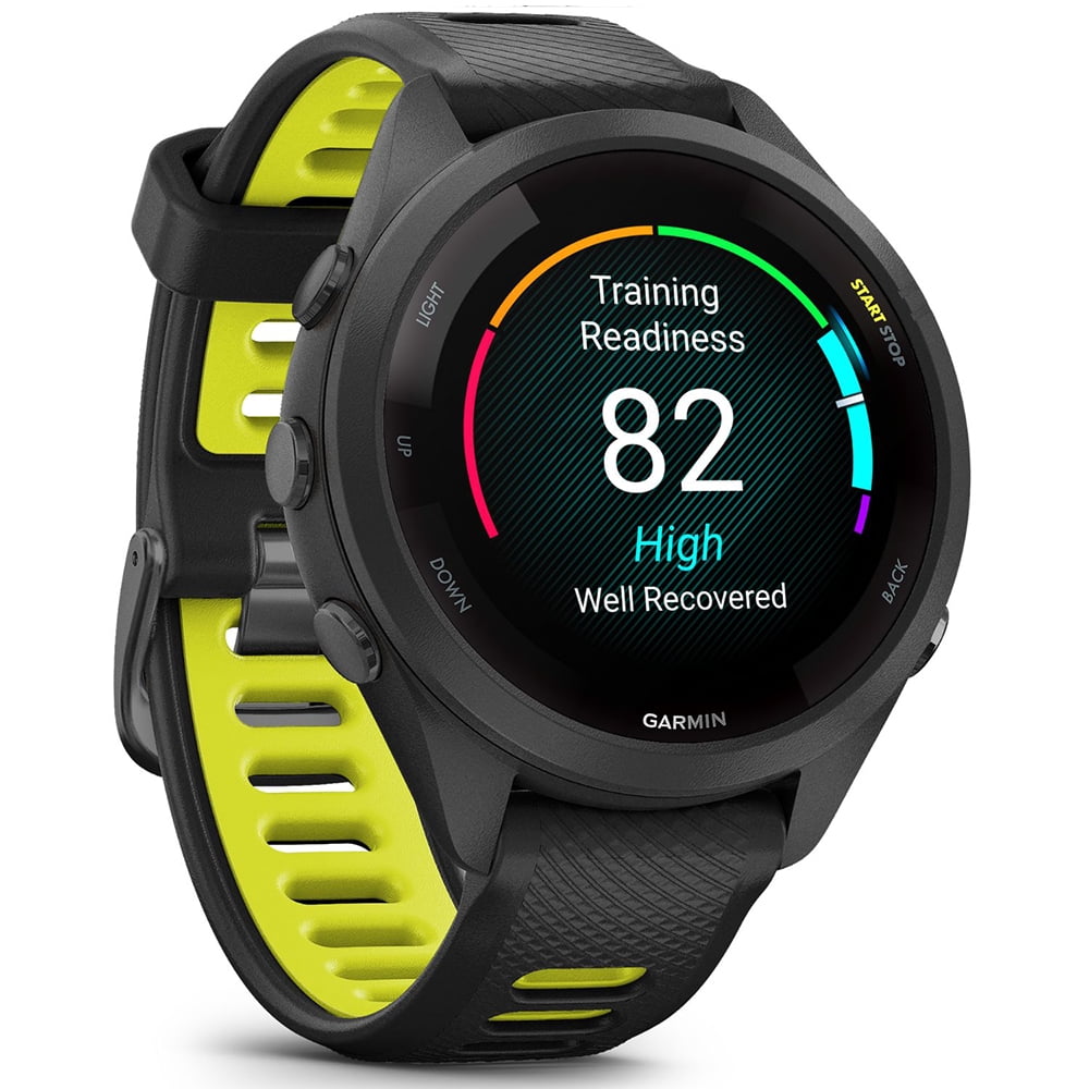 Garmin 010-02810-03 Forerunner 265S GPS Smartwatch Black/Amp Yellow Bundle with 2 YR CPS Enhanced Protection Pack