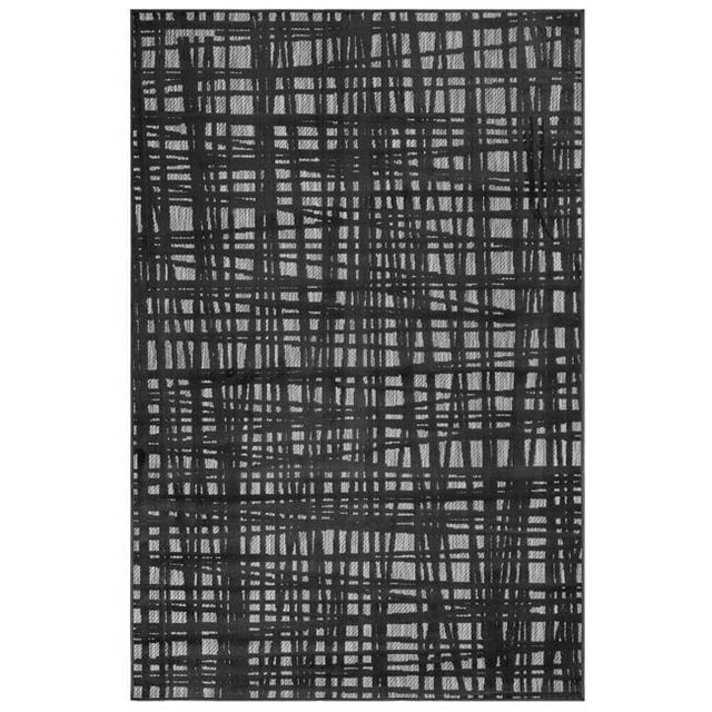 Trans-Ocean Imports RTO45703747 Liora Manne Rialto Grid Indoor & Outdoor Rug, Charcoal - 39 x 59 in.
