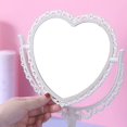 thumbnail image 5 of Espejo de maquillaje Espejo de tocador cosmético de escritorio de doble cara giratorio en forma de corazón (1 pieza, blanco), 5 of 5