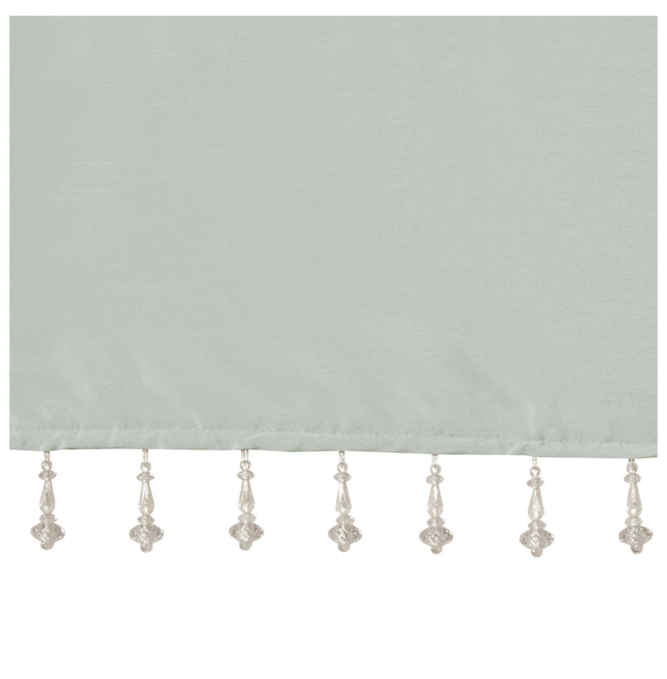 Lightweight Faux Silk Valance With Beads Dusty Aqua 50x26"
