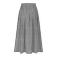 thumbnail image 5 of purcolt Women's Plaid Cotton and Linen Skirt Elastic High Waist Skirts A Line Midi Skirt Loose Flowy Swing Skirts, 5 of 6
