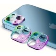 thumbnail image 1 of 3 Pack Camera Lens Protector Cover Compatible with iPhone 13 and 13 Mini, Bling Crystal Diamond Metal Glitter Camera Protective Decoration Accessories for Women (Colorful), 1 of 5