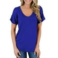 thumbnail image 4 of Mittory Womens Tops V-Neck Drop Shoulder Casual Summer T-Shirt Trendy Tshirt with Pocket, 4 of 7