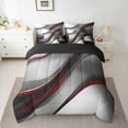 thumbnail image 2 of Feelyou Grey Red Stripes Twin Bedding Sets 7-Piece for Adult, Chic Abstract Ombre Bedding Comforter Set, Modern Geometric Reversible Sheet Sets, Super Cozy Room Decor, 2 of 7