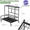 thumbnail image 2 of Garden Tool Organizer Rack with Wheels Up to 39 Tools, Heavy-Duty Steel Yard Tool Organizer for Garage Storage with 12 Hooks, Broom Holder & Garden Tool Rack for Shed, Patio, Outdoor Use, Black, 2 of 7