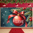 thumbnail image 4 of Red Theme Christmas Banner Snowflake Pattern Holiday Banner Gold Bow Pine Branch Xmas Banner for Christmas Party Home Decoration Holiday Gathering, 4 of 9