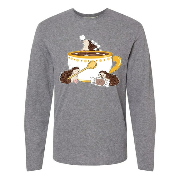 Inktastic Cute Hot Chocolate Hedgehogs Long Sleeve T-Shirt