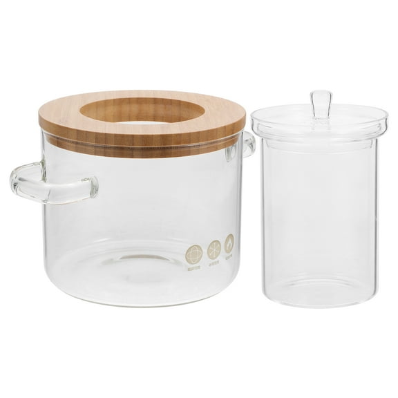 Clear Glass Stockpot with Lid Double Handles for Safe Cooking at Home 5.5qt