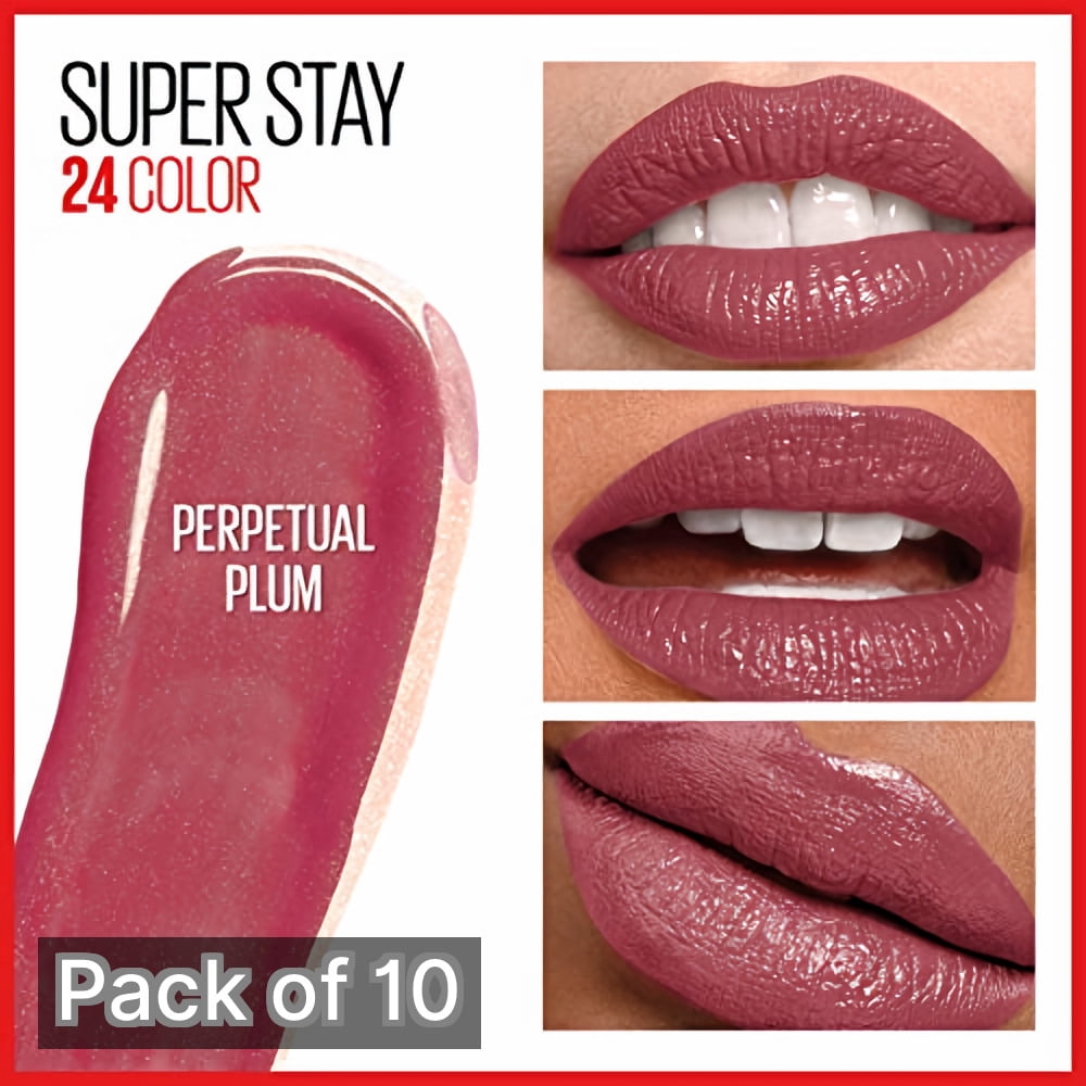 Maybelline Super Stay Lip Color, Perpetual Plum (Pack of 10)