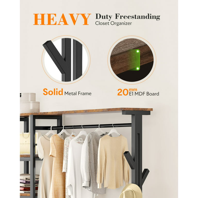 HOKEEPER 650lbs Capacity Heavy Duty Clothes Rack with Shelves