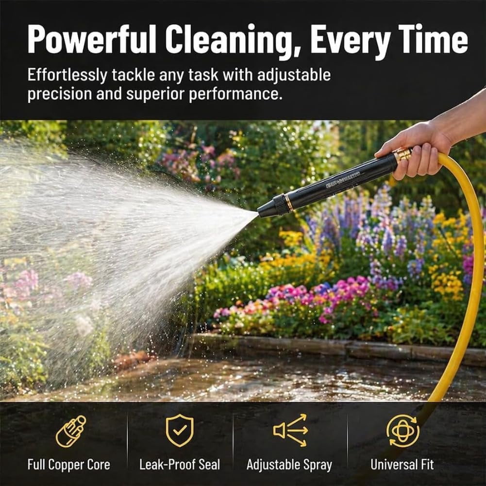 2027 Upgraded High Pressure Water Gun, Home High Pressure Car Wash Water Gun with Adjustable Spray Patterns for Car Washing, Watering Plants & Vegetables, Garden Hose Use