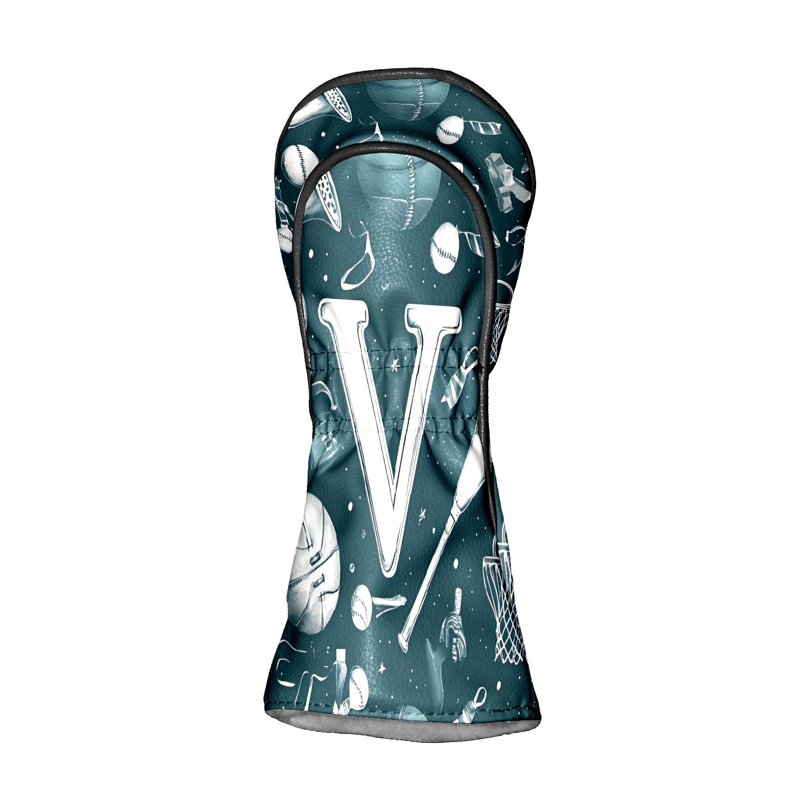 Golf Club Covers, Blue Sporty V Premium PU Leather Driver Hybrid Putter Head Covers with Velvet Lining, Waterproof Golf Gifts for Men Women