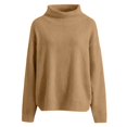 thumbnail image 4 of Comdrip Chandails Confortables pour Femmes Chandails Surdimensionnés Confortables en Tricot Col Rond Automne Chandail Tendance Tenues d'Automne Chandail Col Roulé Femmes, Kaki G, 4 of 5