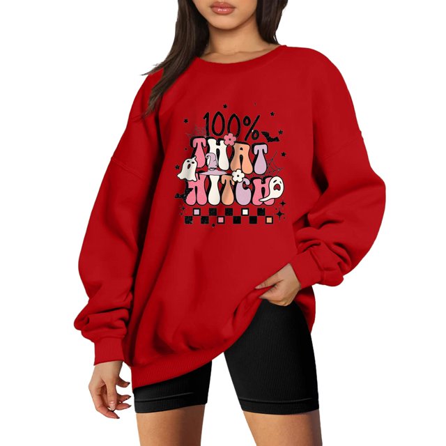 Gibobby Sudaderas para mujer Sudadera suéter de otoño(Rojo,G)