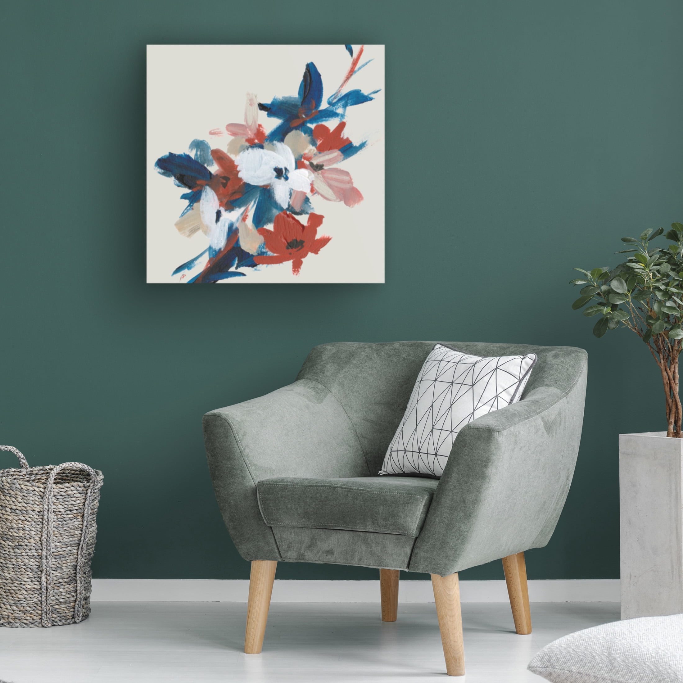 Canvas Wall Art - Melissa Wang 'Indigo and Crimson Blooms III' Wall Art for Living Room, Bedroom, or Office Décor by Trademark Fine Art - 35 x 35 Inches