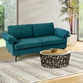 thumbnail image 2 of Costway Modern Loveseat Fabric 2-Seat Sofa Couch for Small Space w/ Metal Legs Blue, 2 of 10