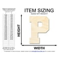 thumbnail image 2 of Unfinished Wood Varsity Team Font - P Shape | DIY Craft Cutout | up to 46" DIY 14" / 1/2", 2 of 3