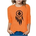 thumbnail image 6 of Nmnitkp Girls Long Sleeve Shirts Girls Sweatshirt Orange Festival Casual Originality Printed 3/4 Sleeve Round Neck Top Orange,3 Years, 6 of 6