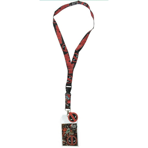 Marvel Deadpool Lanyard W/Collectable Sticker & 2” Rubber Charm