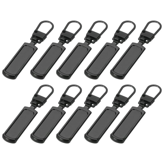 Uxcell Zipper Pull Replacement 10 Pcs Detachable Metal Zipper Tab Repair Kit Handle Fixer Extension for Luggage Black