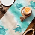 thumbnail image 3 of Teal Coastal Table Runner 48 Inches, Sea Turtle Beach Nautical Seaside Ocean Bed Runner Dresser Scarves Tabletop for Indoor Outdoor Parties/Ceremony/Banquet, 13" x 48", 3 of 9