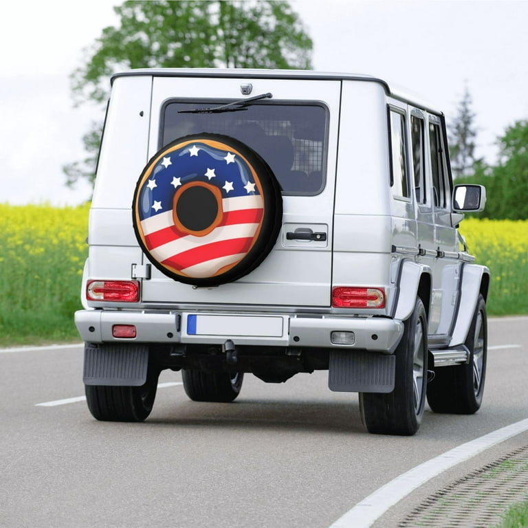 KAKALAD American flag donut Spare Tire Cover Weatherproof Universal Vehicle  Accessories 16 Inch 