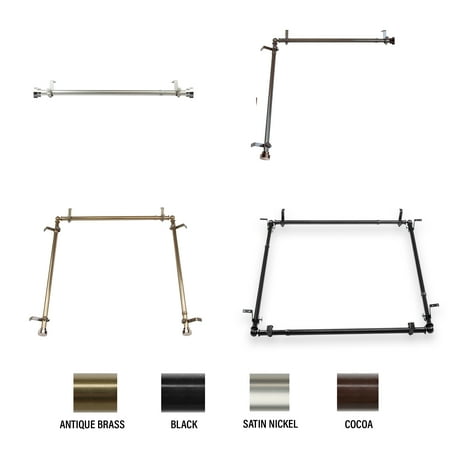 Cap Multi Angle Ceiling Rod/ Room Divider/ Bedroom Canopy Adjustable 28-48 inch - Three Sided - Satin Nickel