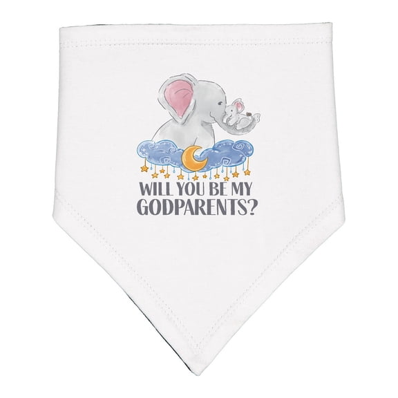 Inktastic Will You Be My Godparents? Cute Elephants Moon and Stars Baby Bandana Bib