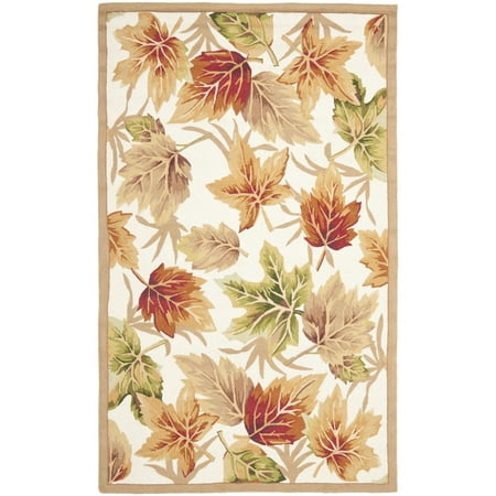 SAFAVIEH Chelsea Enric Floral Wool Area Rug, Ivory, 4' x 4' Round