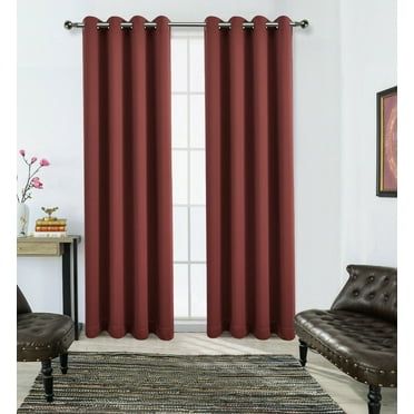 2 Pack: Solid Colored 100% Energy Saving Hotel Max Blackout Thermal Curtain Panels - Burgundy, 90 in. Long