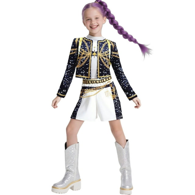 Girls Demon-me Hunters Dress Up,Rumi POP cazadora para niña CosDress up Disfraz Halloween Carnival Party Suit, Halloween Cos Dress Up Stage Disfraz Set for 3-36 Years