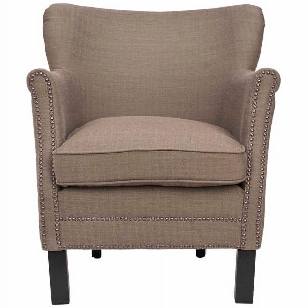 SAFAVIEH Jenny Traditional Glam Upholstered Arm Chair w/ Nailheads, Brown