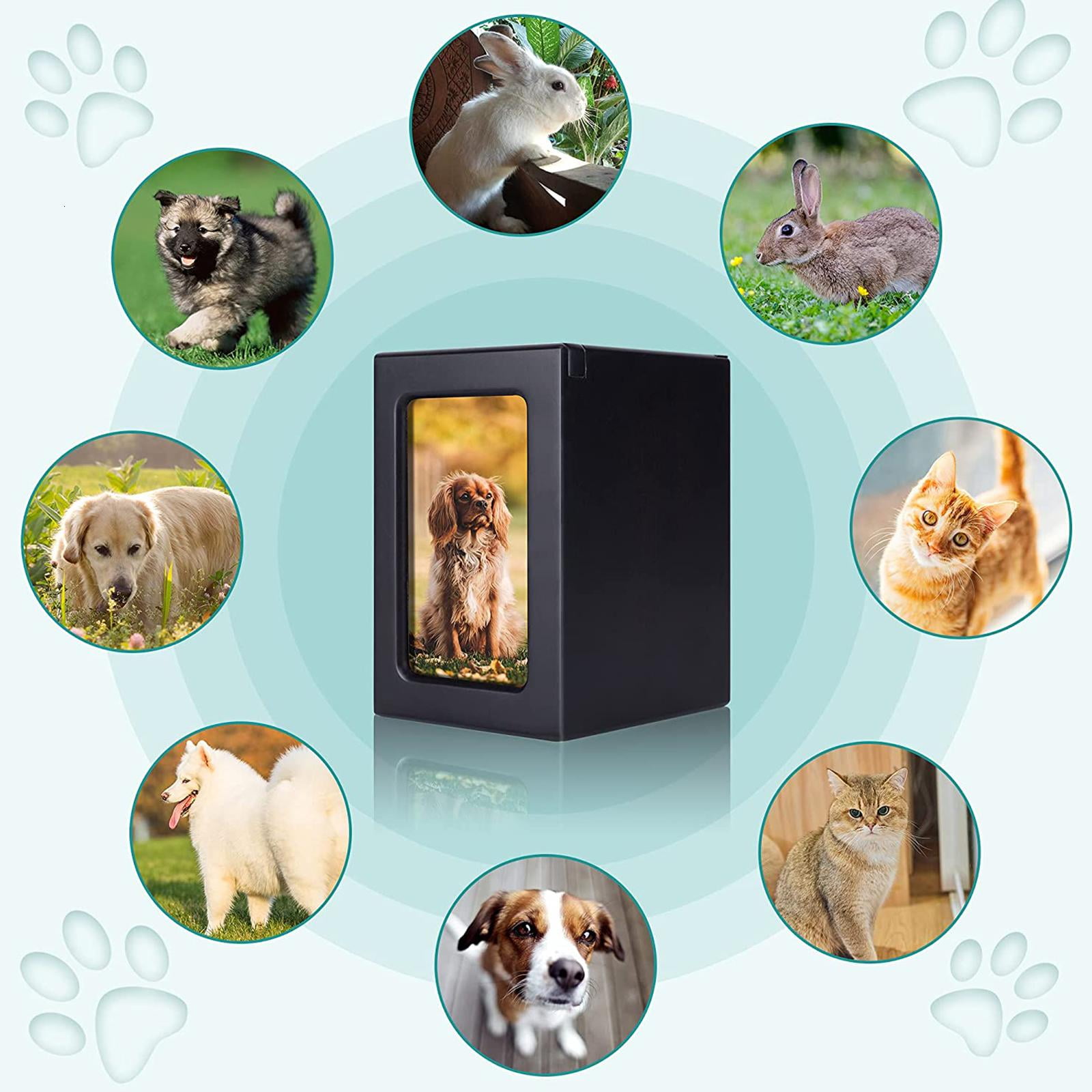 Giaone Pet Memory Urn Memorial Box Keepsake Wooden Cremation Urns with Photo Frame