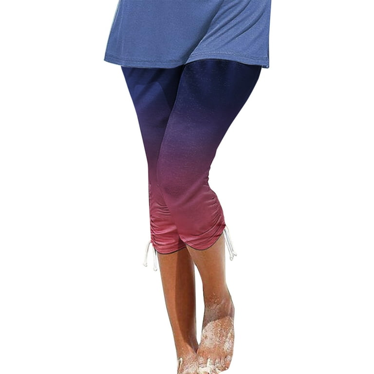 YUNAFFT Yoga Pants for Women Clearance Plus Size Women's Yoga Drawcord  Fashion Capris Casual Cropped Leg Pants 