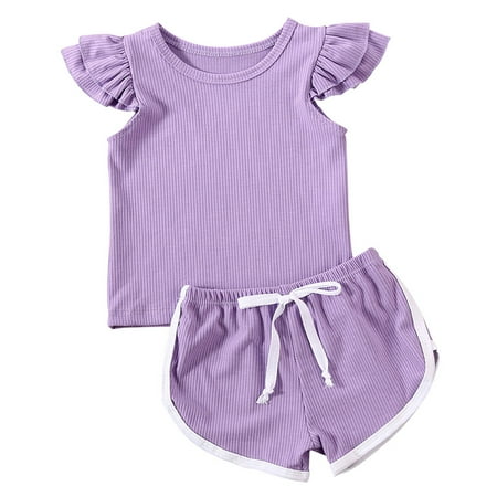 

2PCS Toddler Kids Baby Girl Clothes T-shirt Top Pants Shorts Summer Outfits