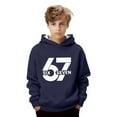 thumbnail image 3 of Tiweut Kids 67 Hoodie 6 7 Meme Six Seven Days of School Hooded Sweatshirt Funny 6 7 Number Printed Long Sleeve Pullover Tops,Navy,5-6 Y, 3 of 6