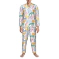 thumbnail image 3 of Fotbe Zebra Colourful Pattern Long Sleeve Pajama Set for Men,Sleepwear Set,2-piece Loungewear Set,Soft PJs Comfy Nightwear with Pockets-XX-Large, 3 of 7