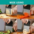 thumbnail image 6 of 1 Pcs Large Crinkle Cutter - French Fry Slicer - Potato Knife Cutter Fruit Vegetable Wavy Chopper - Knife Stainless Steel Blade Cutting Tool (2 Pack), 6 of 6