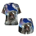 thumbnail image 5 of Picia Astronaut in Outer Space Pajamas Sets for Women Soft Short-Sleeved Pjs with Lounge Shorts Two Piece Sleepwear-3X-Large, 5 of 9