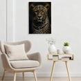 thumbnail image 5 of Luxury Leopard With Diamond Necklace Framed Canvas Wall Art - Glam Animal Decor For Living Room Bedroom Office, High-Definition Print, Easy To Hang 8*12inch(20*30cm), 5 of 6