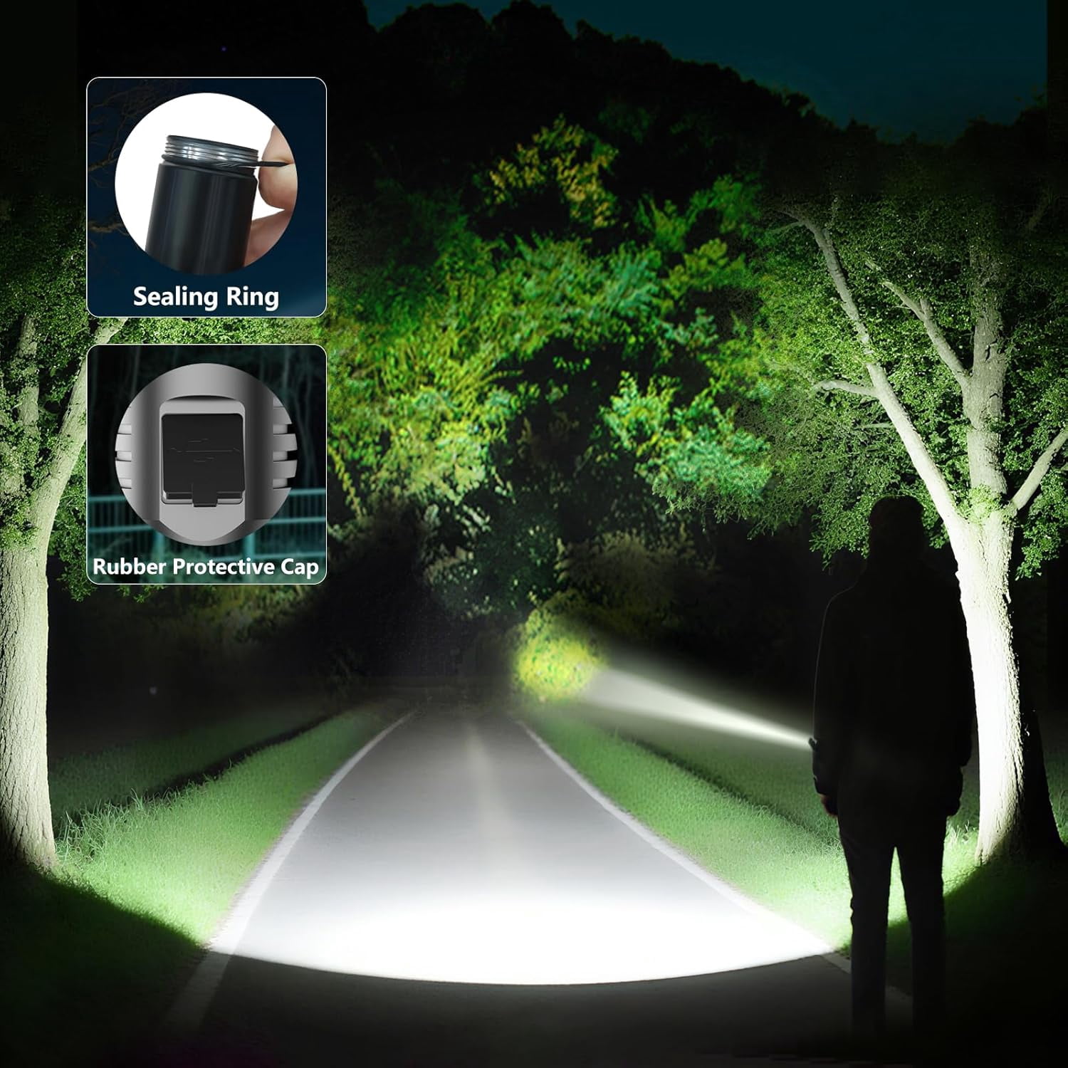 SKYFIRE Super Bright LED Rechargeable Flashlight with Zoom & 4 Modes, Camping & Home Essential