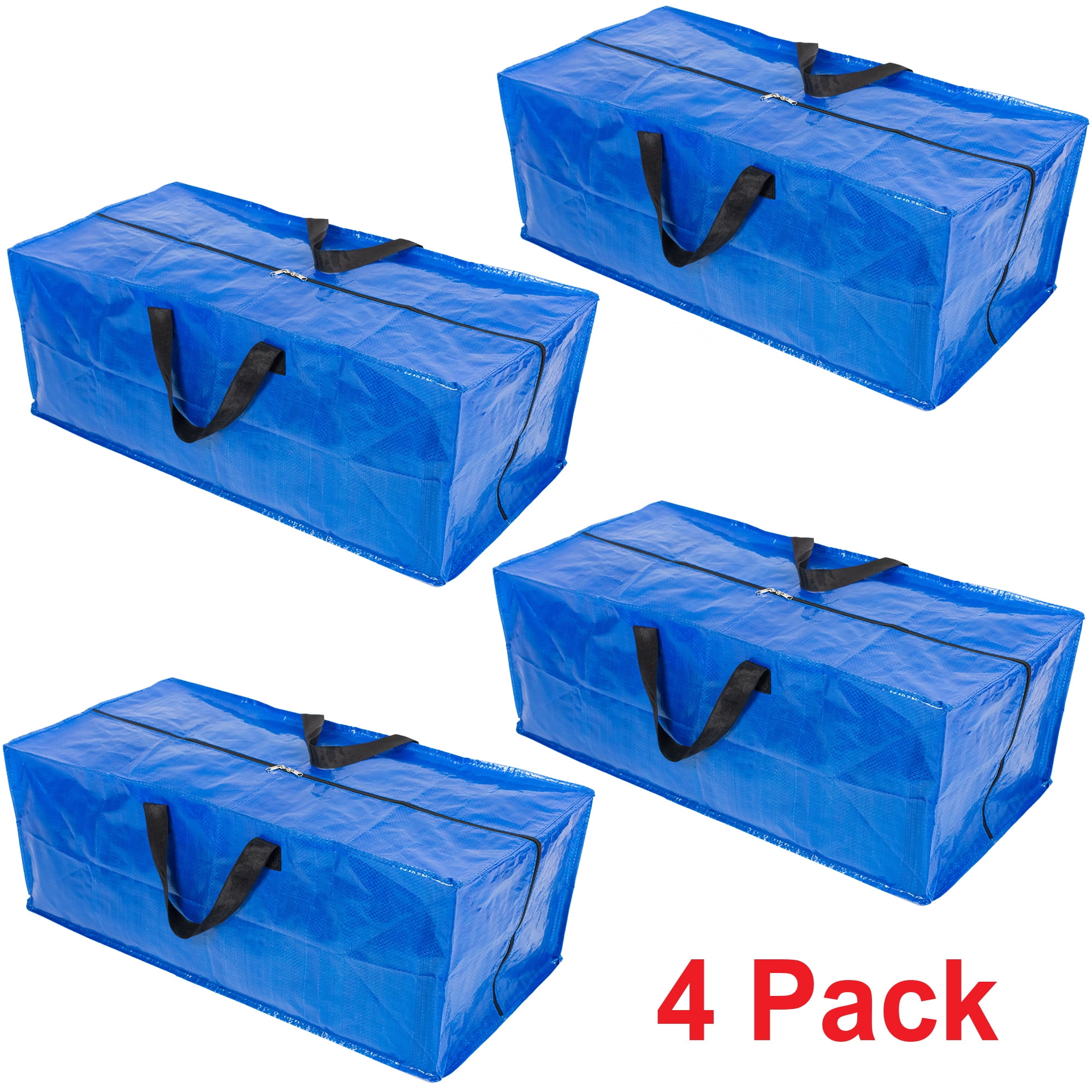 Packube Heavy Duty Reusable Storage Bags Moving Bag w/Zipper Closure (Set of 4) Extra Backpack