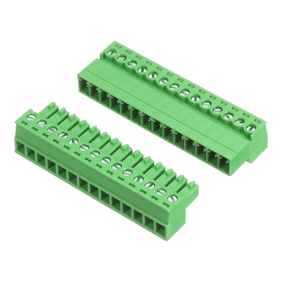 Uxcell 1 Set 14 Pin 3.81mm Pitch PCB Mount Screw Terminal Block Connector, Right Angle Pluggable Phoenix Plug for DIY Electronics Audio Power Modules 26-16AWG Cable