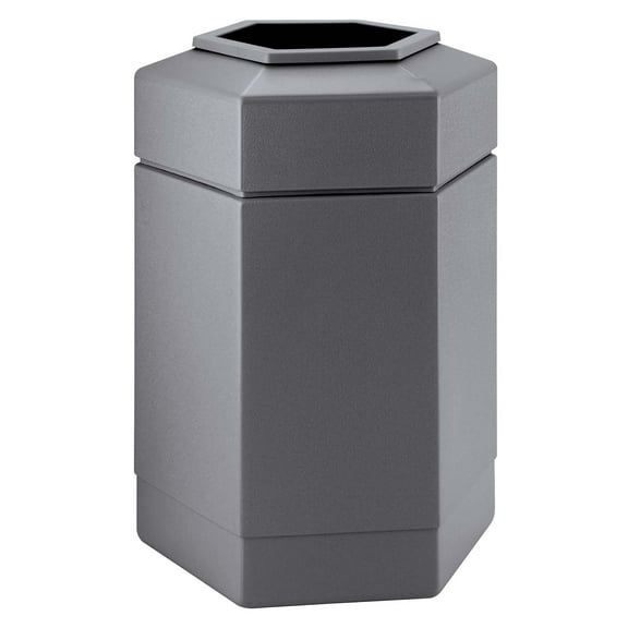 Commercial Zone 737103 Open-Top 30 Gal Hexagon Waste Trash Container Bin, Gray
