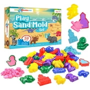LITTLE CHUBBY ONE 50 Piece Play Sand Mold Set - Molding Kit - Durable Colorful Plastic Molds Comes in a Variety of Shapes Great for Molding Sand Promotes Creativity for Boys and Girls