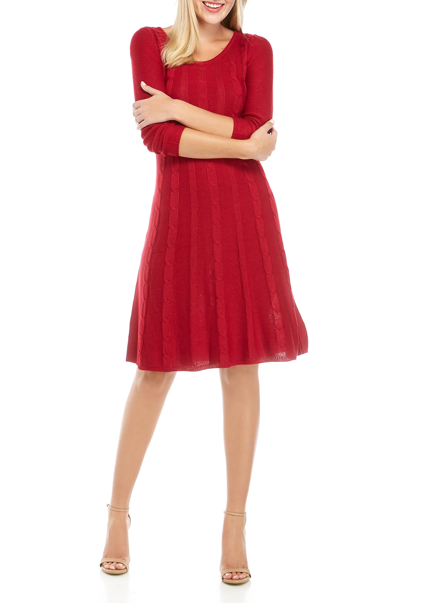 red cable knit dress