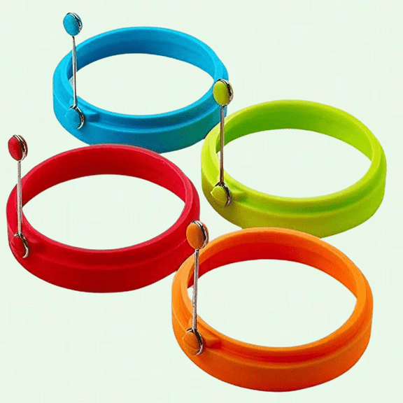 Non-Stick Silicone Egg Rings, Set of 4, Multicolor, Perfect for Fried Eggs, Pancakes, and More