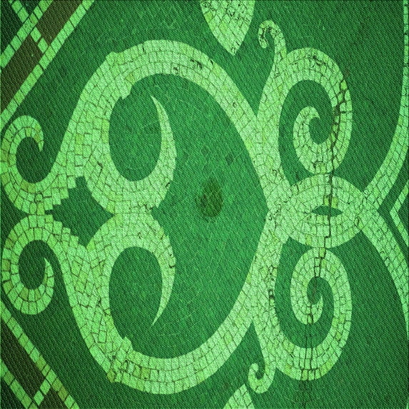 Ahgly Company Indoor Square Patterned Green Area Rugs, 8' Square