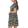 thumbnail image 2 of Picia Wolf Fox In Flower Forest Pattern Women's Short Sleeve Summer Dress Pleated Loose Swing Knee Length Short Sleeve Swing Dresses, 2 of 6