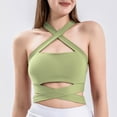 thumbnail image 2 of Prolriy Athletic Gym Workout Tops for Women, Women Bandage Neck Sleeveless Tops Running Workout Yoga Trendy Tank Sports Tops Shirts for Women, Womens Tops Green S, 2 of 9